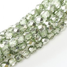 3mm Czech Firepolish Beads - Crystal Sea Foam Metallic Ice - Pack of 50