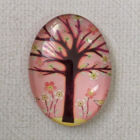 30x40mm Oval Art Glass Cabochons - Tree of Life 3 - each 30x40mm Oval Art Glass Cabochons - Tree of Life 3 - each