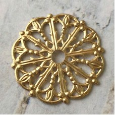 17.5mm Vintaj Vogue Natural Brass Filigree Component - Pack of 2