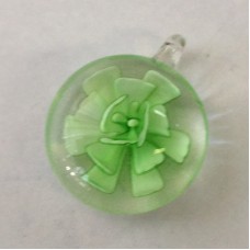 23mm Green Flower Glass Focal Bead Pendant - Each