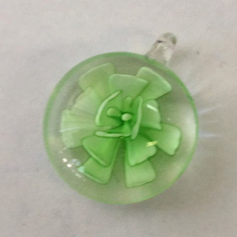 23mm Green Flower Glass Focal Bead Pendant