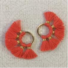 20mm Cotton Mini Ring-Tassels - Watermelon - Per pair