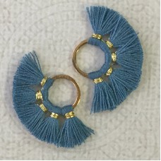 20mm Cotton Mini Ring-Tassels - Dusty Teal - Per pair