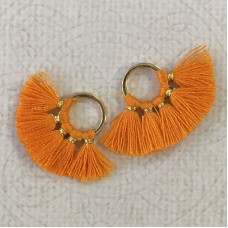 20mm Cotton Mini Ring-Tassels - Orange - Per pair