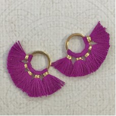 20mm Cotton Mini Ring-Tassels - Purple Violet - Per pair
