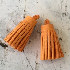 37x10mm Ultrasuede Tiny Tassels with Loop - Orange - Per Pair