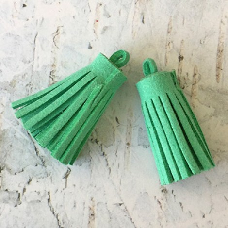 37x10mm Ultrasuede Tiny Tassels with Loop - Green