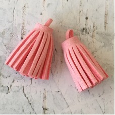 37x10mm Ultrasuede Tiny Tassels with Loop - Pink - Per Pair