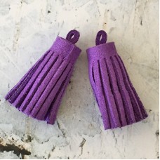 37x10mm Ultrasuede Tiny Tassels with Loop - Purple - Per Pair