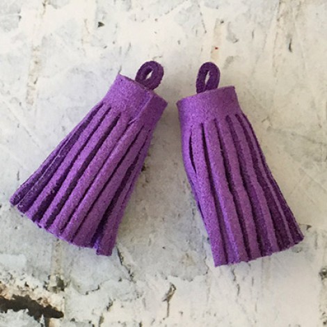 37x10mm Ultrasuede Tiny Tassels with Loop - Purple