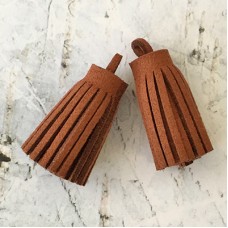 37x10mm Ultrasuede Tiny Tassels with Loop - Brown - Per Pair