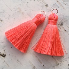 40mm Silk Tassels with Silver Jumpring - Sherbert - 1 pair