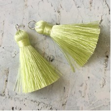40mm Silk Tassels with Silver Jumpring - Peridot - 1 pair