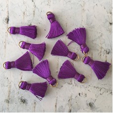 18mm Silk Mini Tassels with Gold Jumpring - Pack of 10 - Purple