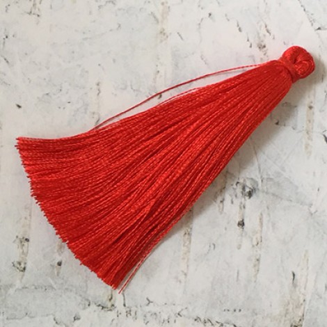 65mm Slim Silk Tassels - Bright Red - Pack of 2 65mm Slim Silk Tassels - Bright Red - Pack of 2