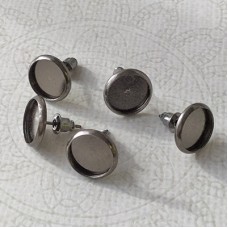 10mm ID Gunmetal Nickel Free  High Quality Earpost Cab Settings with Clutches - Pack of 5 Pair