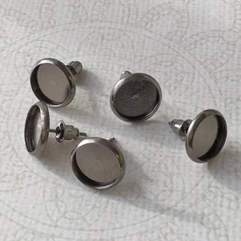 10mm ID Gunmetal Nickel Free  High Quality Earpost Cab Settings with Clutches