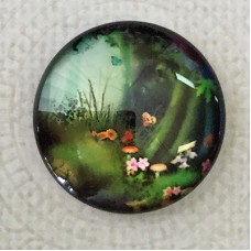 25mm Art Glass Backed Cabochons - Magic Forest Design 11 - Each