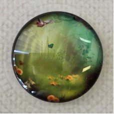 25mm Art Glass Backed Cabochons - Magic Forest Design 3 - Each