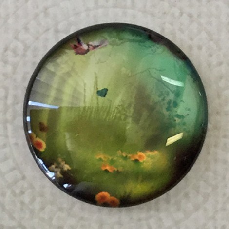 25mm Art Glass Backed Cabochons - Magic Forest Design 3 - Each 25mm Art Glass Backed Cabochons - Magic Forest Design 3 - Each