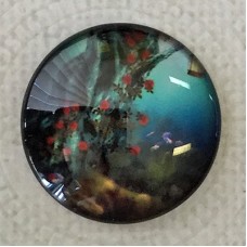 25mm Art Glass Backed Cabochons - Magic Forest Design 6 - Each