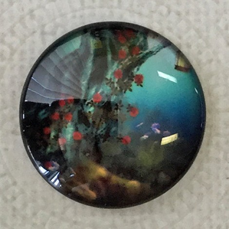 25mm Art Glass Backed Cabochons - Magic Forest Design 6 - Each 25mm Art Glass Backed Cabochons - Magic Forest Design 6 - Each