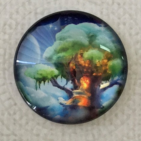25mm Art Glass Backed Cabochons - Magic Forest Design 7 - Each