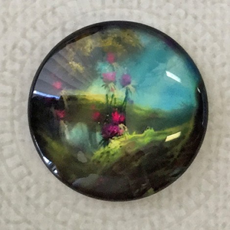 25mm Art Glass Backed Cabochons - Magic Forest Design 9 - Each 25mm Art Glass Backed Cabochons - Magic Forest Design 9 - Each