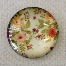 25mm Art Glass Backed Cabochons - Vintage Flowers 1 - Each