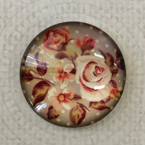 25mm Art Glass Backed Cabochons - Vintage Flowers 10 - Each 25mm Art Glass Backed Cabochons - Vintage Flowers 10 - Each