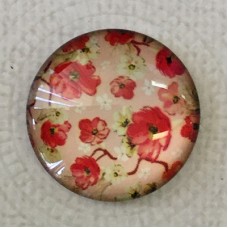 25mm Art Glass Backed Cabochons - Vintage Flowers 12 - Each