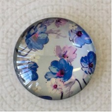 25mm Art Glass Backed Cabochons - Vintage Flowers 4 - Each