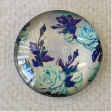 25mm Art Glass Backed Cabochons - Vintage Flowers 5 - Each