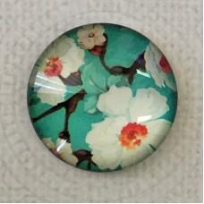 25mm Art Glass Backed Cabochons - Vintage Flowers 6 - Each