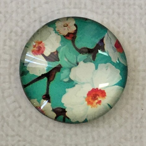 25mm Art Glass Backed Cabochons - Vintage Flowers 6 - Each 25mm Art Glass Backed Cabochons - Vintage Flowers 6 - Each