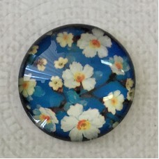 25mm Art Glass Backed Cabochons - Vintage Flowers 7 - Each