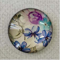 25mm Art Glass Backed Cabochons - Vintage Flowers 8 - Each