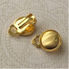 Gold Plated Earclips with 10mm ID Cab Setting - Per pair