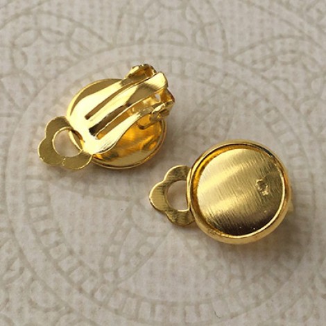 Gold Plated Earclips with 10mm ID Cab Setting