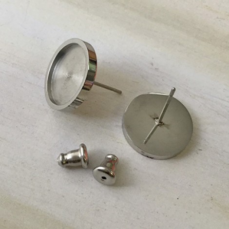 10mm ID 316 Surgical Stainless Steel Earpost Settings w-Clutches