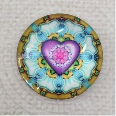 25mm Art Glass Backed Cabochons - Heart Beat 1 - Each