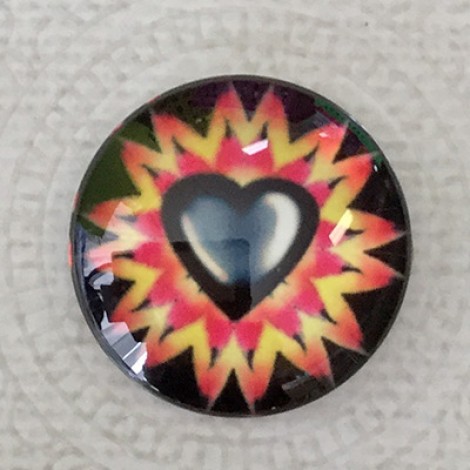 25mm Art Glass Backed Cabochons - Heart Beat 10 - Each 25mm Art Glass Backed Cabochons - Heart Beat 10 - Each