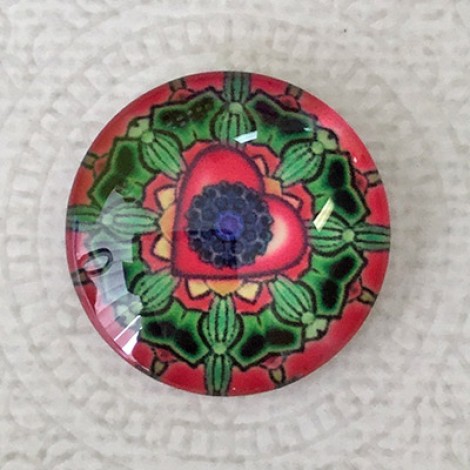 25mm Art Glass Backed Cabochons - Heart Beat 11 - Each 25mm Art Glass Backed Cabochons - Heart Beat 11 - Each