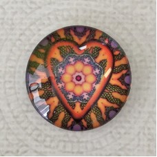 25mm Art Glass Backed Cabochons - Heart Beat 12 - Each