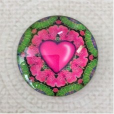 25mm Art Glass Backed Cabochons - Heart Beat 3 - Each