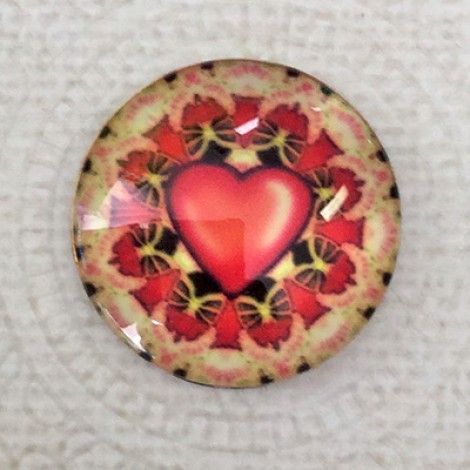 25mm Art Glass Backed Cabochons - Heart Beat 4 - Each 25mm Art Glass Backed Cabochons - Heart Beat 4 - Each