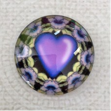 25mm Art Glass Backed Cabochons - Heart Beat 5 - Each