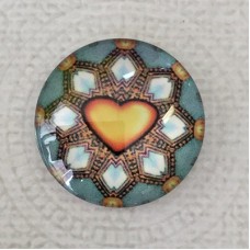 25mm Art Glass Backed Cabochons - Heart Beat 9 - Each