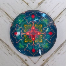 25mm Art Glass Backed Cabochons - Colourful Kaleidescope 10 - Each