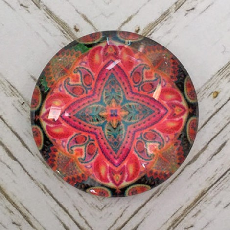 25mm Art Glass Backed Cabochons - Colourful Kaleidescope 2 - Each 25mm Art Glass Backed Cabochons - Colourful Kaleidescope 2 - Each